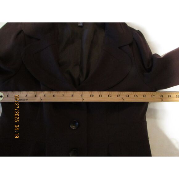 apt 9 size 12 women's blazer jacket lined large lapel tapered brown office - Picture 5 of 8